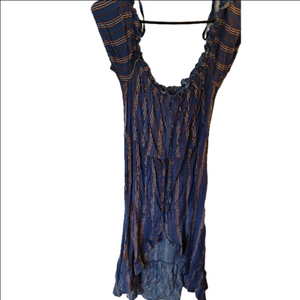 Band of Gypsies Women's Large Denim and Orange Striped High Low Dress